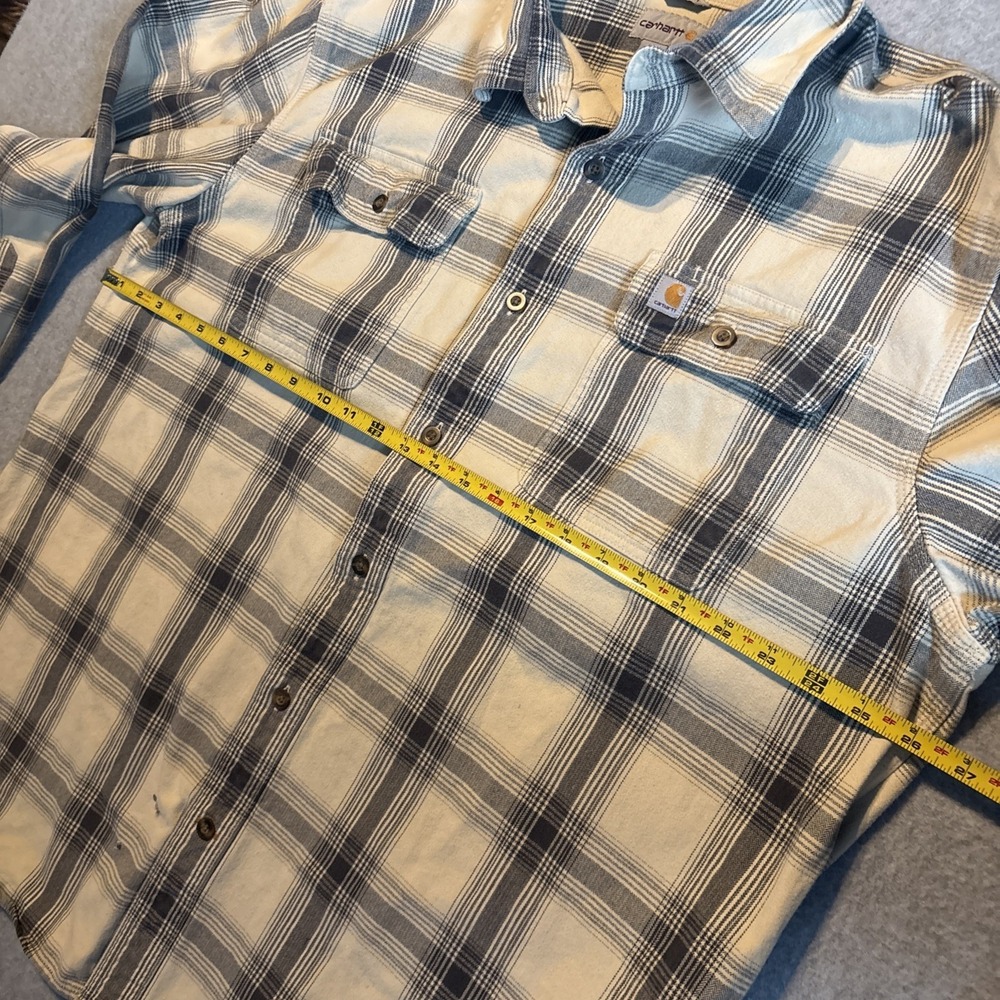 Carhartt Long Sleeve Button Up Heavy Weight Plaid Tan Mens XL Original Fit READ - Picture 7 of 15